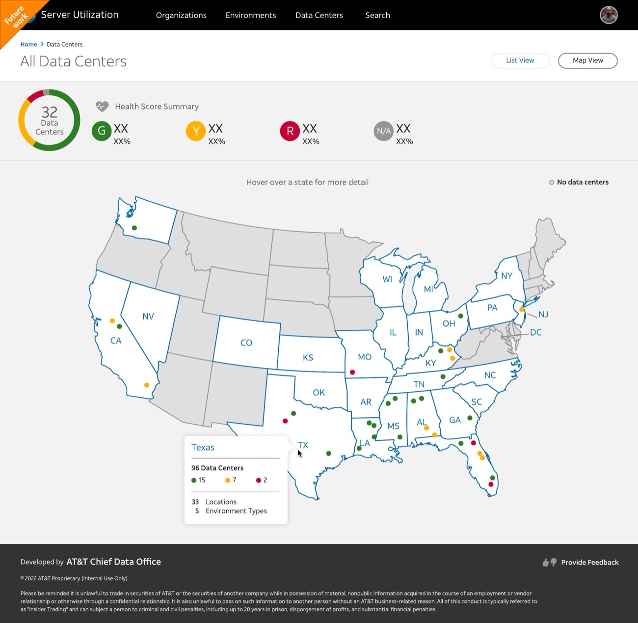 Data centers — map